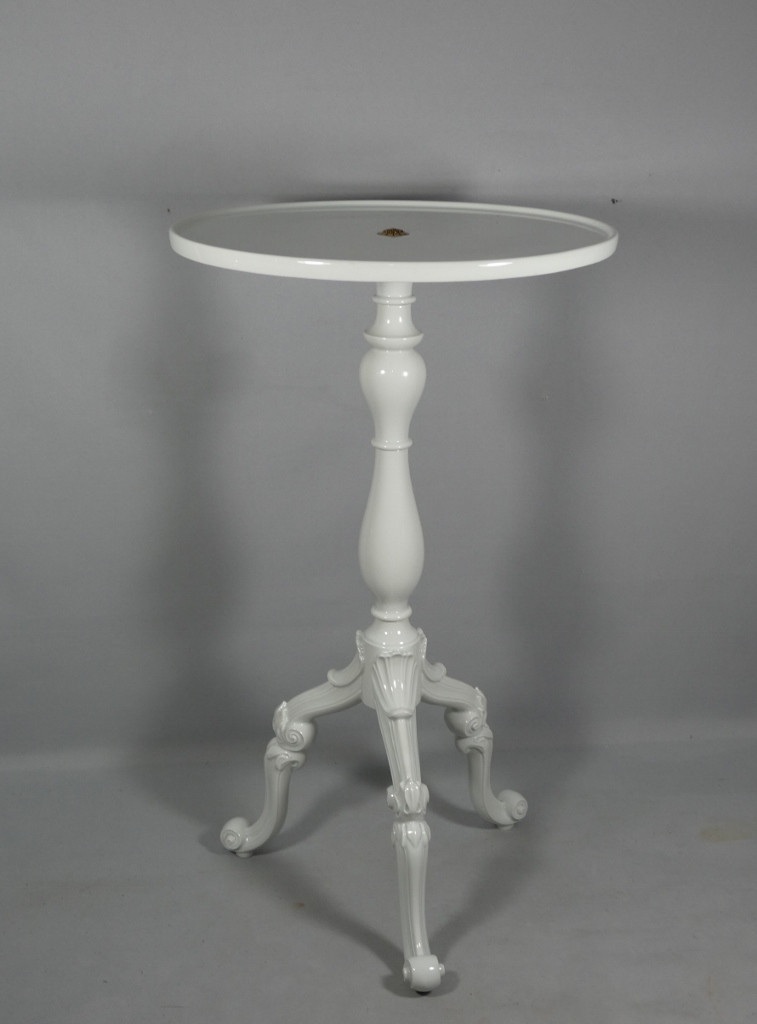 White Porcelain Pedestal Table From Limoges, Louis XV Style, Circa 1960