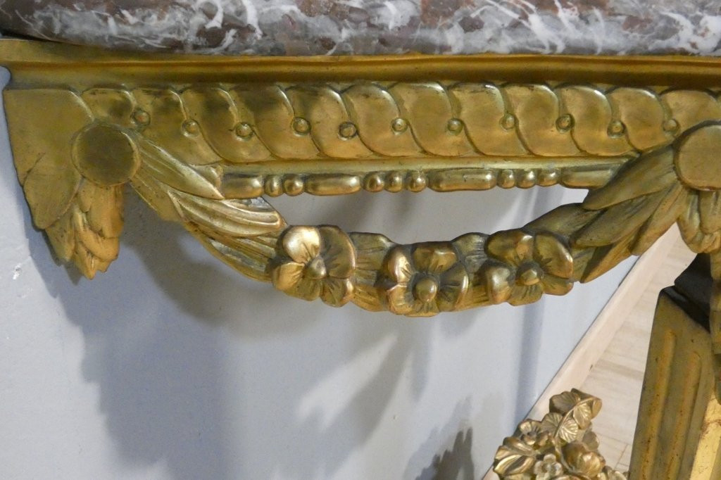 Carved And Gilded Wooden Console Table From The Early Louis XVI Period, 18th Century-photo-2