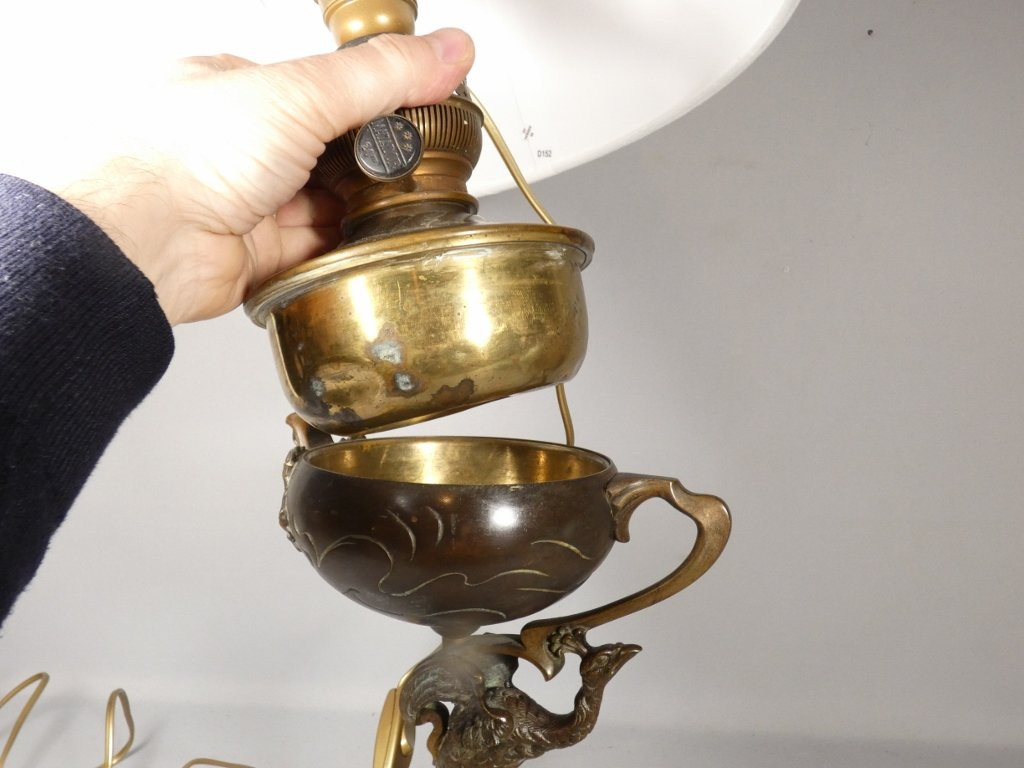 The Peacock, A Patinated Bronze Lamp From The Art Nouveau Period, Circa 1900-photo-7