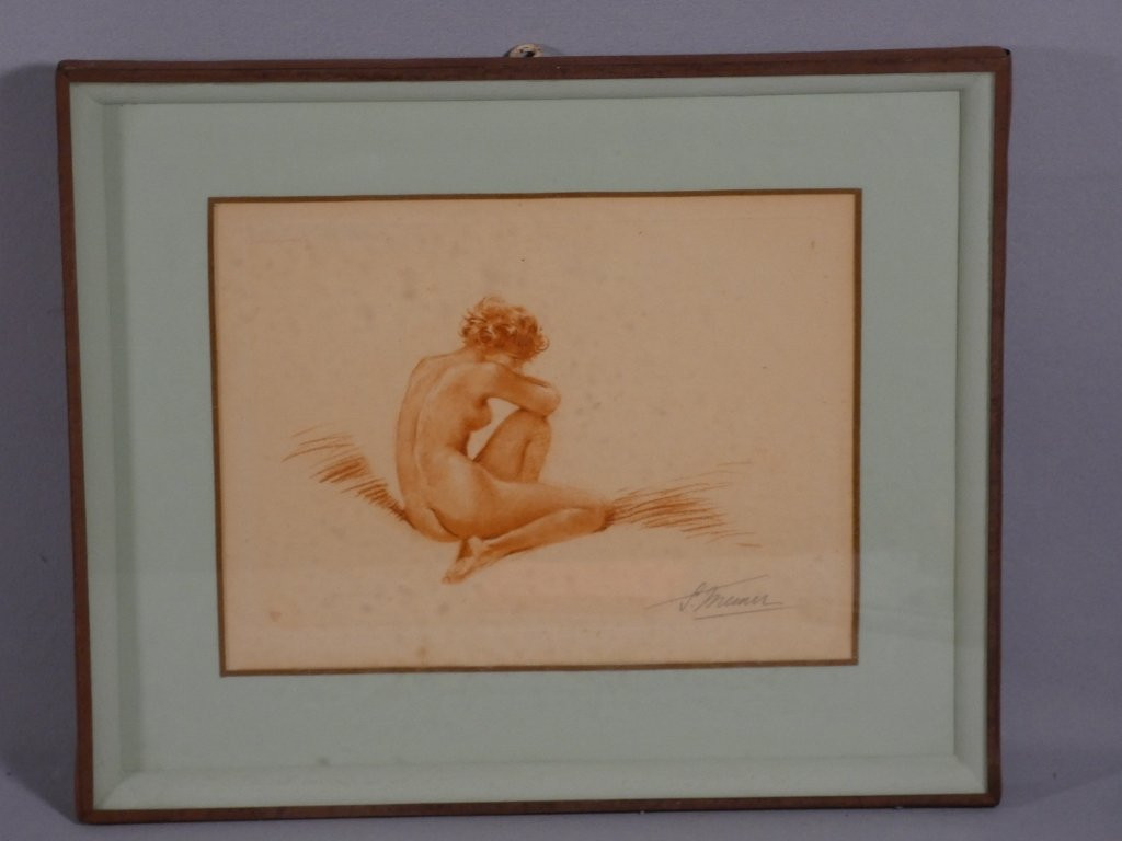 Simone Meunier (1890-1937), Pair Of Sanguine Engravings, Women, Art Deco Pin-up, 1930-photo-3