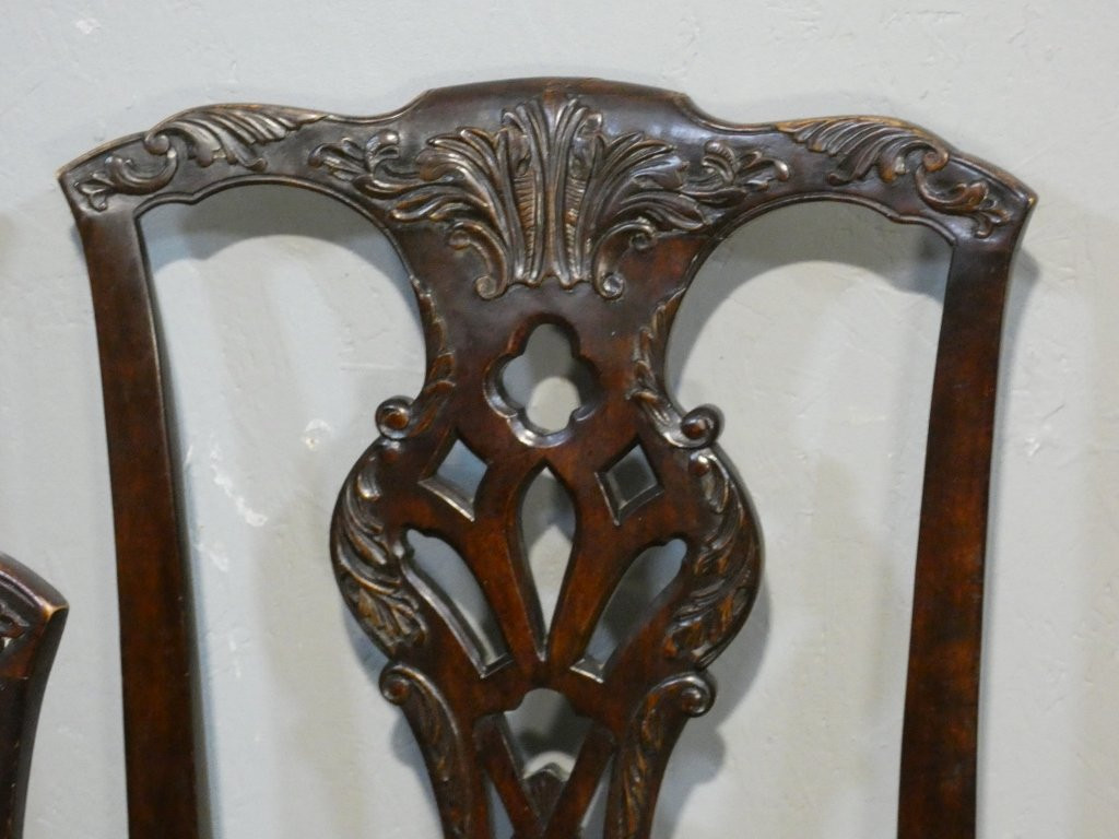 6 English Chippendale Dining Chairs In Mahogany, Early 20th Century-photo-3