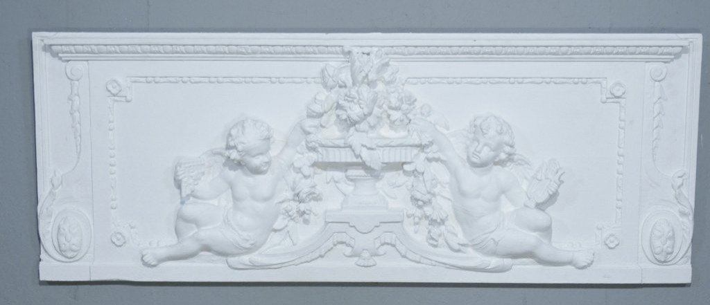 Headboard, Top Of The Door With Cherubs In Wood And Stucco, Napoleon III Period, Wood Paneling-photo-2