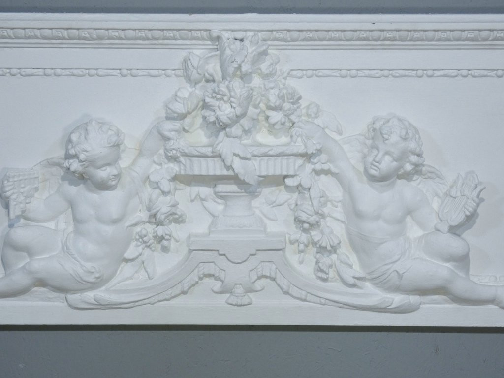 Headboard, Top Of The Door With Cherubs In Wood And Stucco, Napoleon III Period, Wood Paneling-photo-3