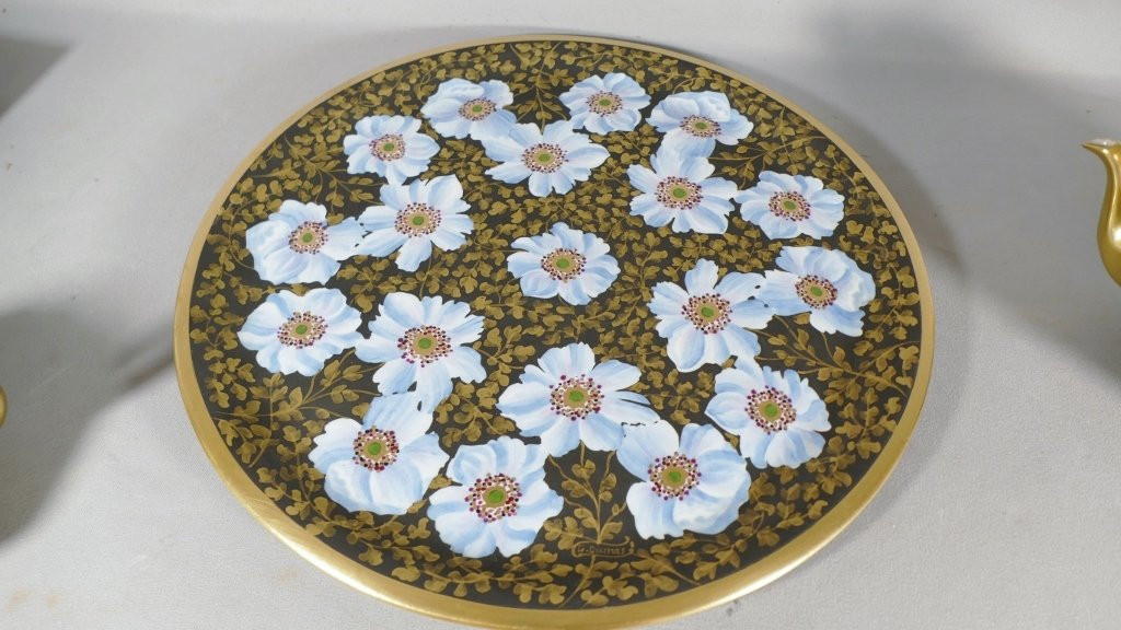 Hand-painted Porcelain Tête-à-tête Service, G. Dumas Limoges, Early 20th Century -photo-2