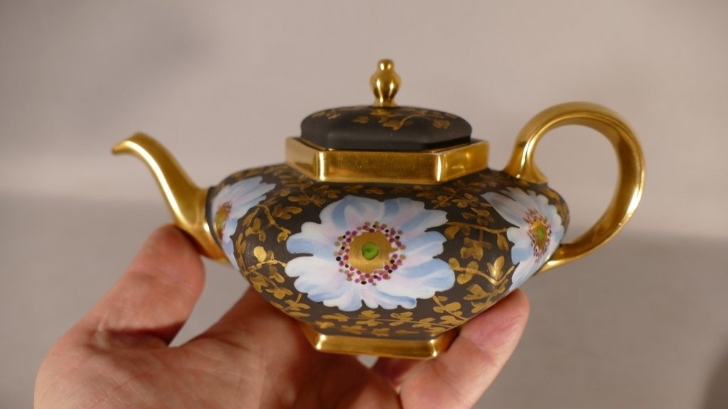 Hand-painted Porcelain Tête-à-tête Service, G. Dumas Limoges, Early 20th Century -photo-2
