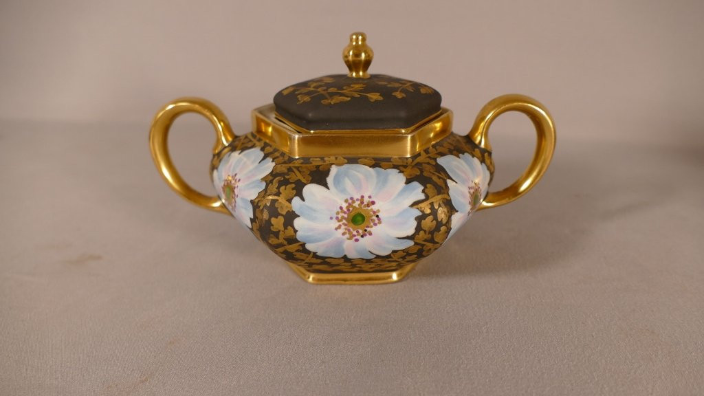 Hand-painted Porcelain Tête-à-tête Service, G. Dumas Limoges, Early 20th Century -photo-4