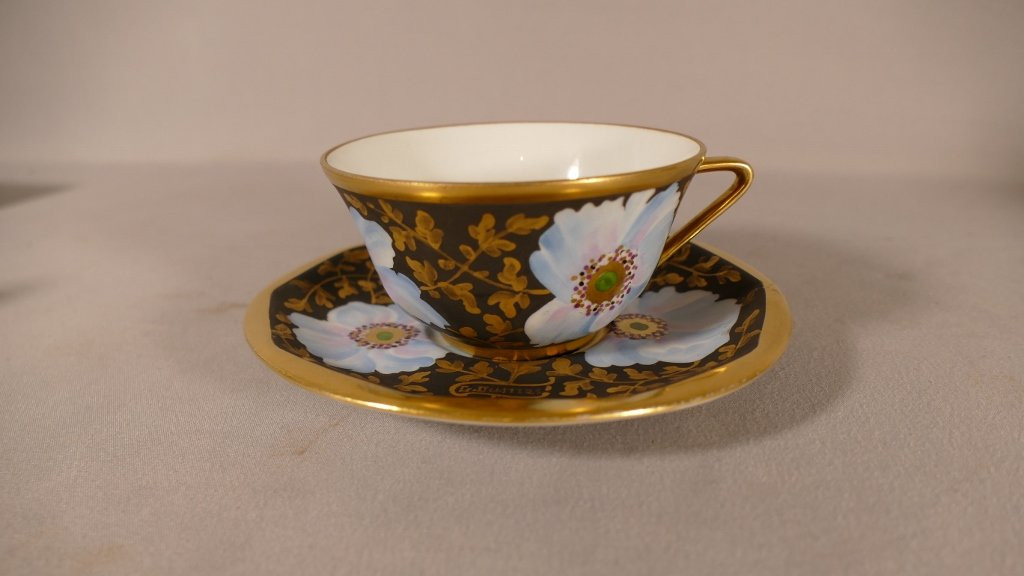 Hand-painted Porcelain Tête-à-tête Service, G. Dumas Limoges, Early 20th Century -photo-5