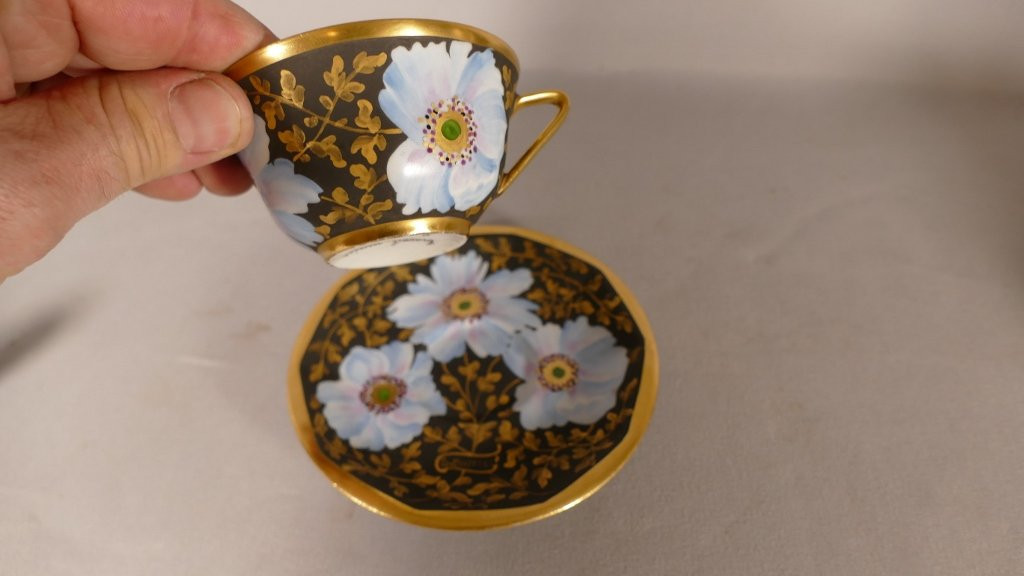 Hand-painted Porcelain Tête-à-tête Service, G. Dumas Limoges, Early 20th Century -photo-6