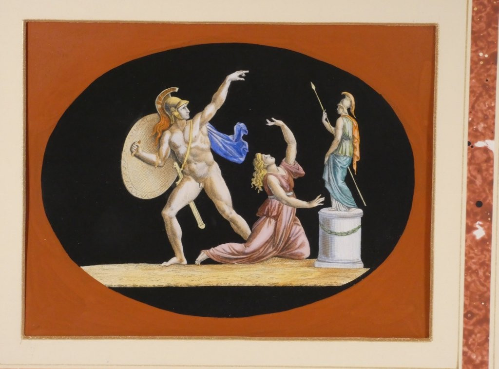 Gravure colorée  d'après l'antique "Cassandre outragée par Ajax" par Duplessis Bertaux, XIX -photo-2