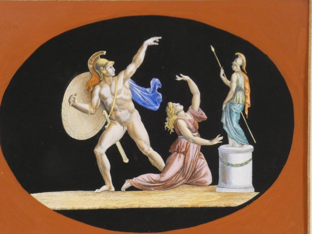 Gravure colorée  d'après l'antique "Cassandre outragée par Ajax" par Duplessis Bertaux, XIX -photo-3