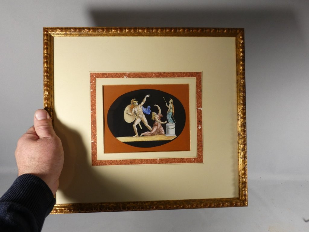 Gravure colorée  d'après l'antique "Cassandre outragée par Ajax" par Duplessis Bertaux, XIX -photo-1