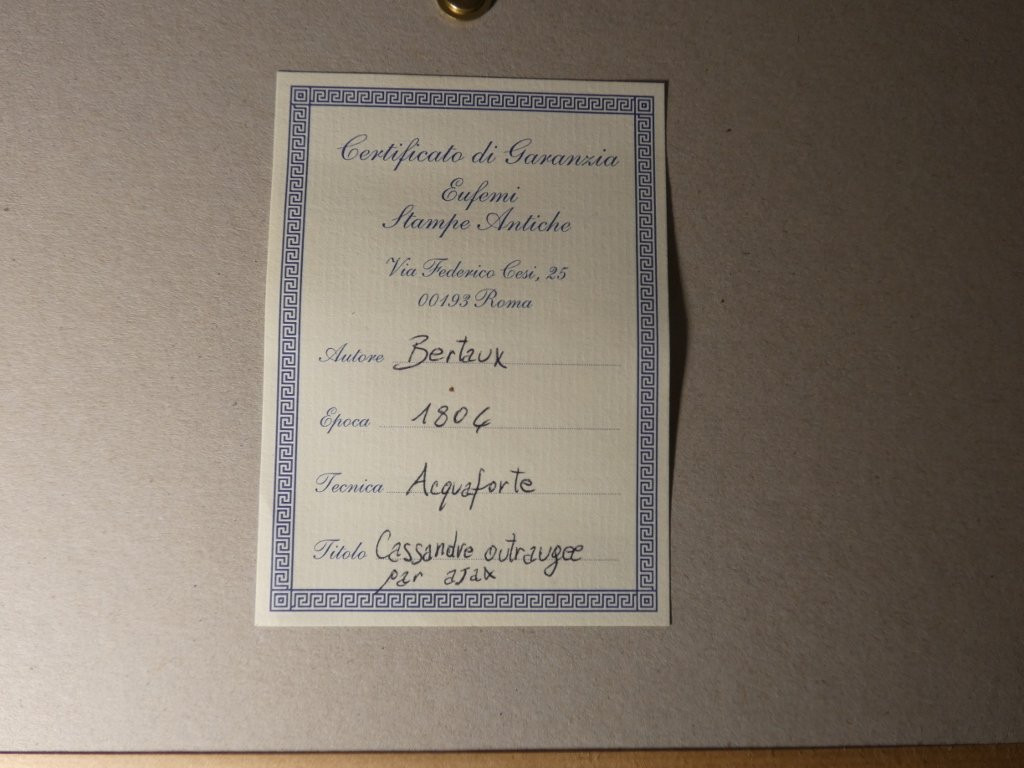 Gravure colorée  d'après l'antique "Cassandre outragée par Ajax" par Duplessis Bertaux, XIX -photo-2