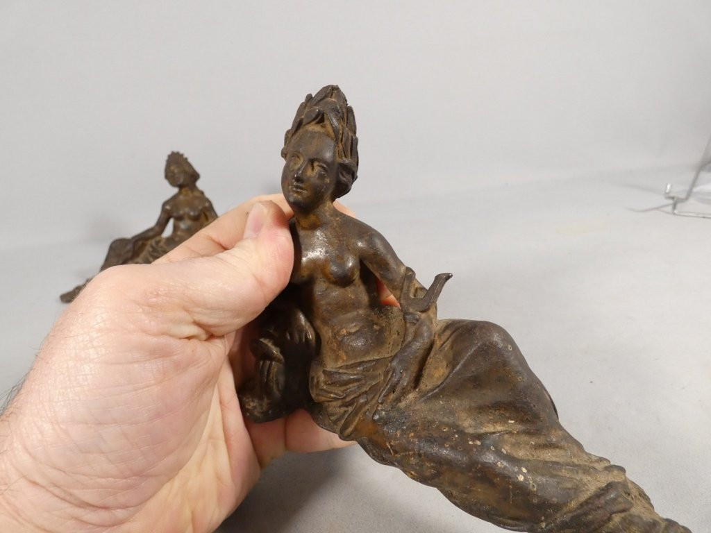 Paire de statuettes en fonte dans le goût de la Renaissance, époque XIX ème-photo-7