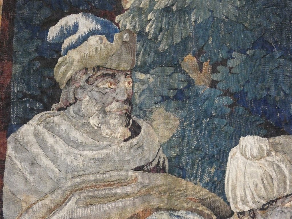 Aubusson 17th Century, Large Tapestry With Figures And A Horse In Wool-photo-5