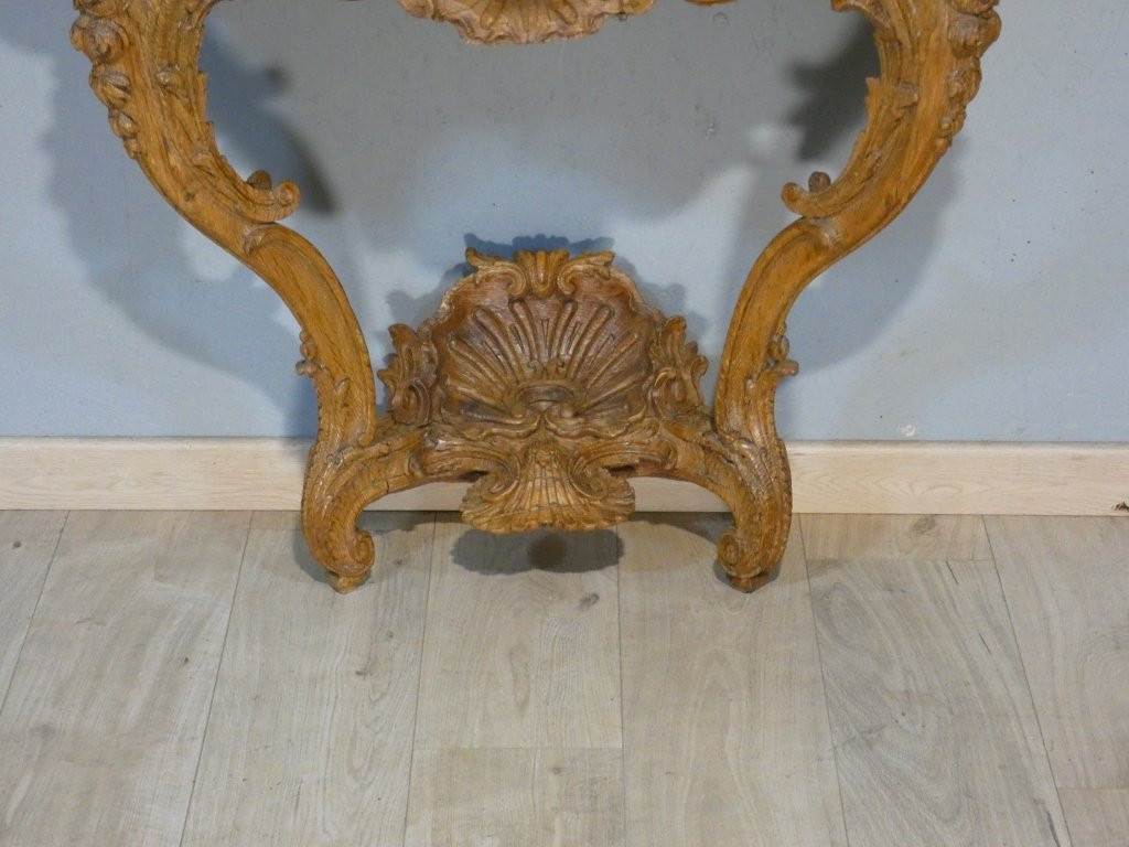 Regency Console In Carved Oak And Royal Red Marble, Early 18th Century-photo-3