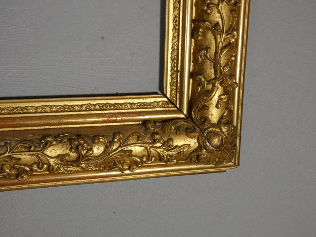 Wooden And Gilded Stucco Frame In The Restoration Style, 19th Century-photo-1