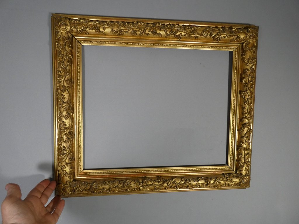 Wooden And Gilded Stucco Frame In The Restoration Style, 19th Century-photo-2