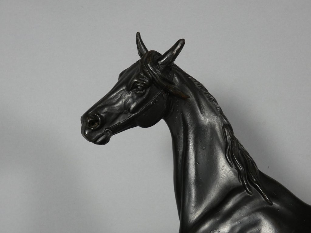 The Horse By Emile Loiseau (1861-1927), Bronze Patinated Metal Art Sculpture-photo-3