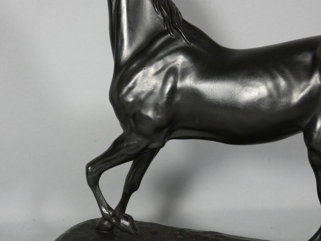 The Horse By Emile Loiseau (1861-1927), Bronze Patinated Metal Art Sculpture-photo-4