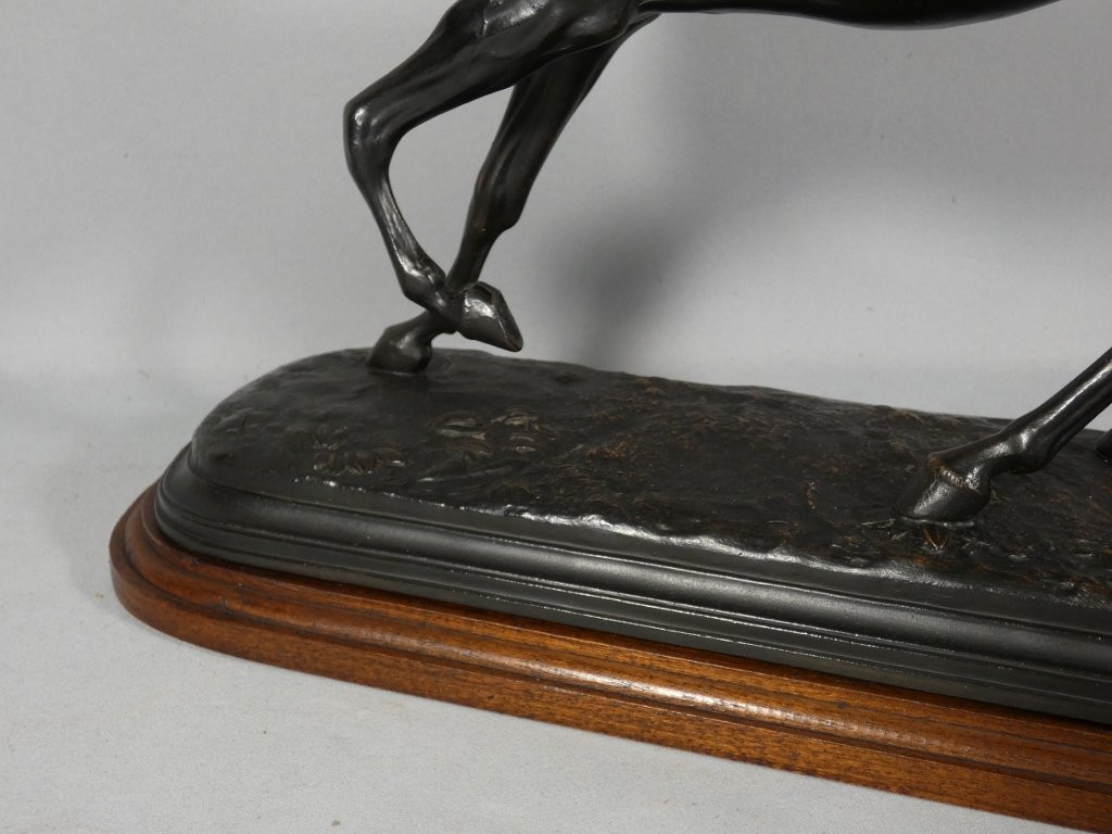 The Horse By Emile Loiseau (1861-1927), Bronze Patinated Metal Art Sculpture-photo-1