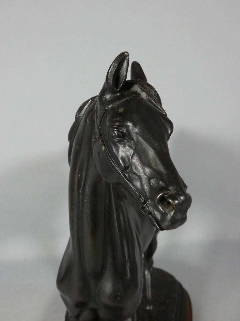 The Horse By Emile Loiseau (1861-1927), Bronze Patinated Metal Art Sculpture-photo-3