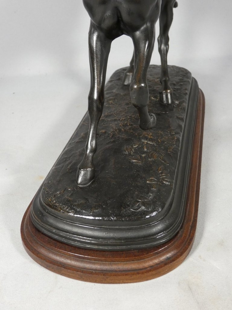 The Horse By Emile Loiseau (1861-1927), Bronze Patinated Metal Art Sculpture-photo-4