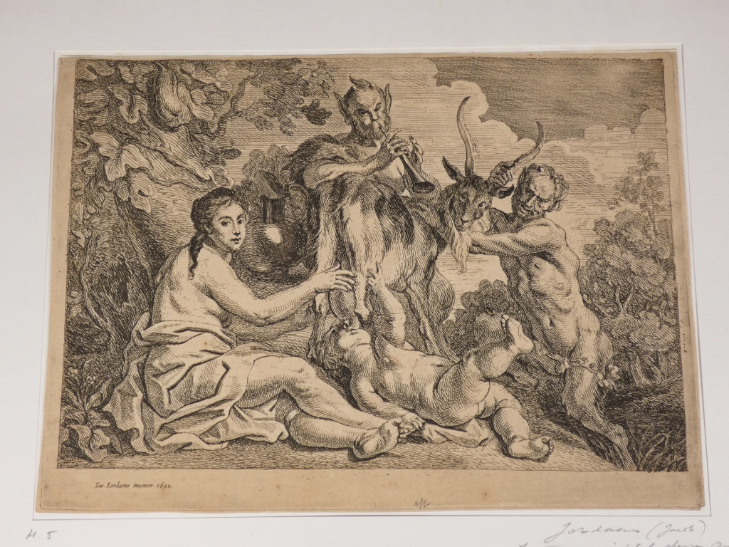 Jacob Jordaens (1593-1678) Etching The Child Jupiter Is Fed By The Goat Amalthea