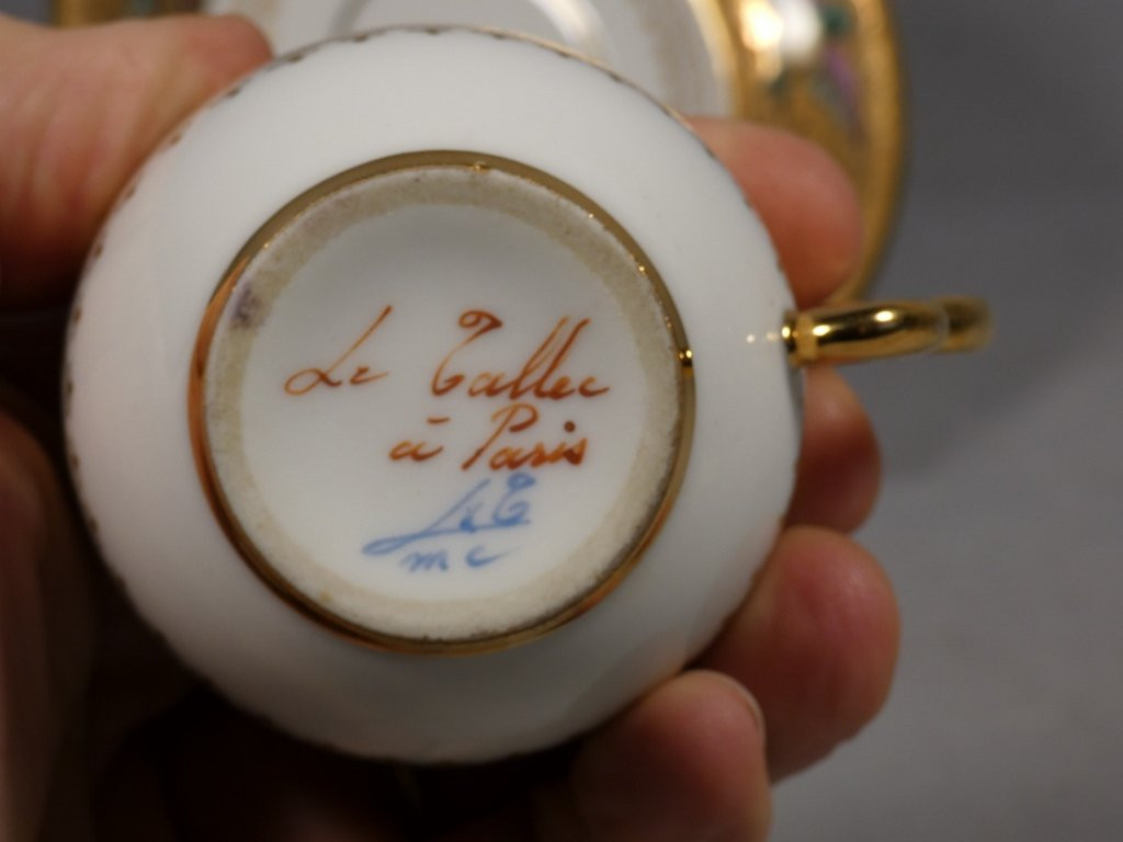 Le Tallec Paris, Collector's Cup In Enamelled Porcelain And Gold Inlay-photo-3