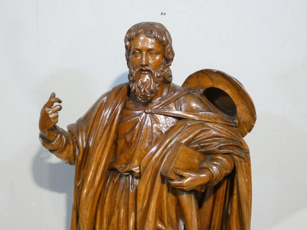 Saint Jacques le Majeur, statue 1.6 m de haut, sculpture en bois de chêne, époque XVIII ème-photo-2