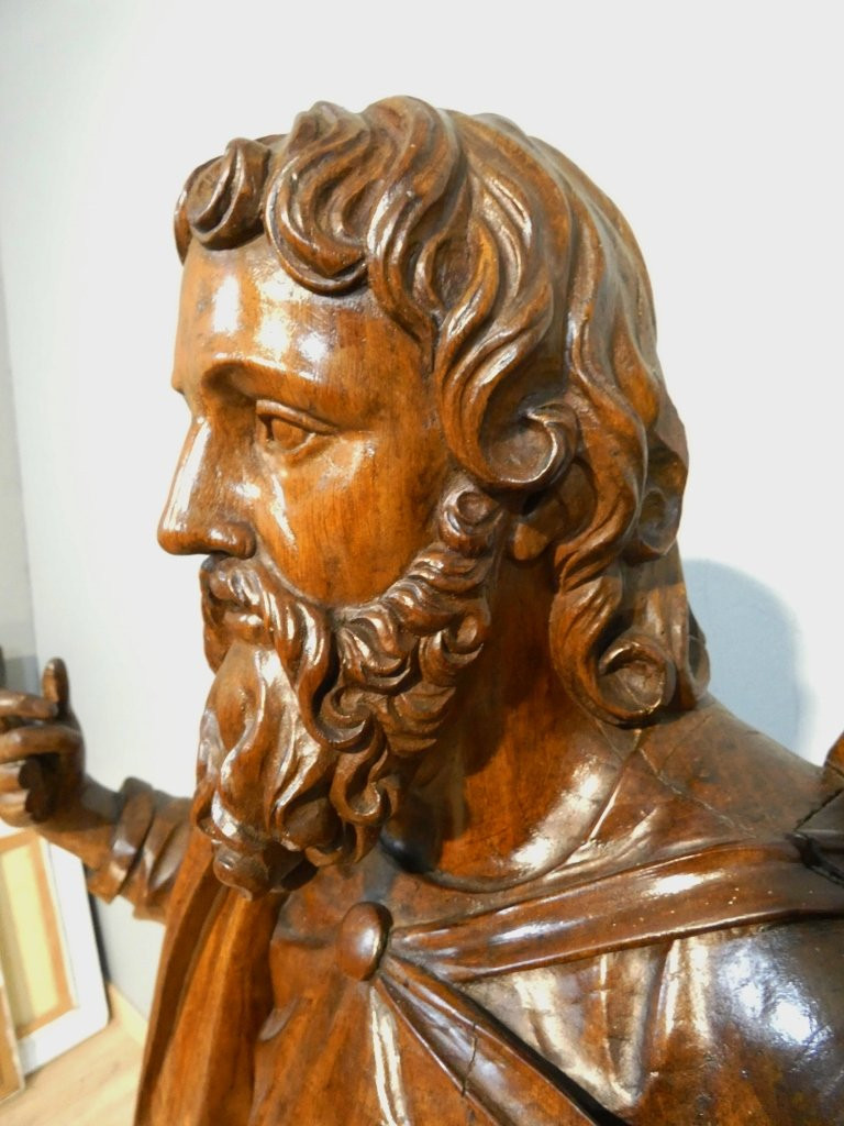 Saint Jacques le Majeur, statue 1.6 m de haut, sculpture en bois de chêne, époque XVIII ème-photo-5