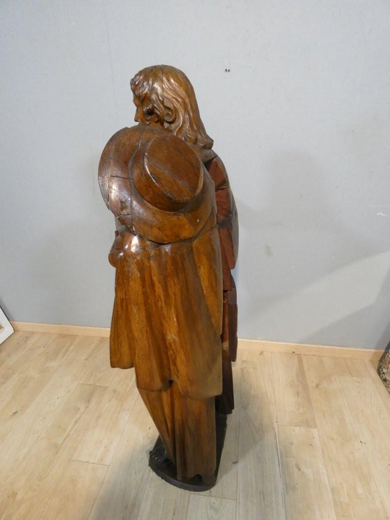Saint Jacques le Majeur, statue 1.6 m de haut, sculpture en bois de chêne, époque XVIII ème-photo-7