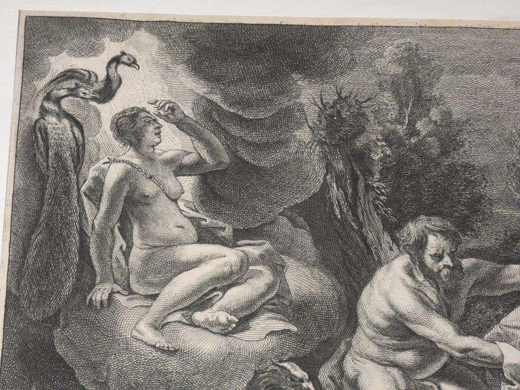  Jacob Jordaens (1593-1678) gravure eau forte, Jupiter, Io et Junon datée 1652-photo-2