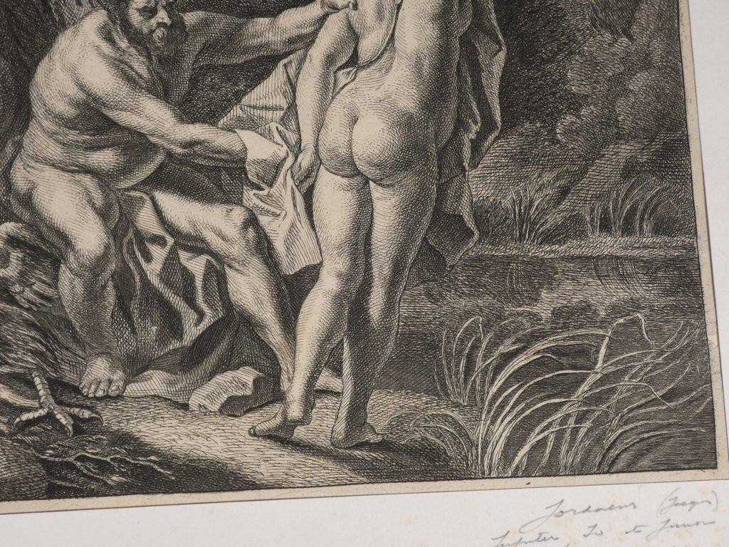 Jacob Jordaens (1593-1678) gravure eau forte, Jupiter, Io et Junon datée 1652-photo-4