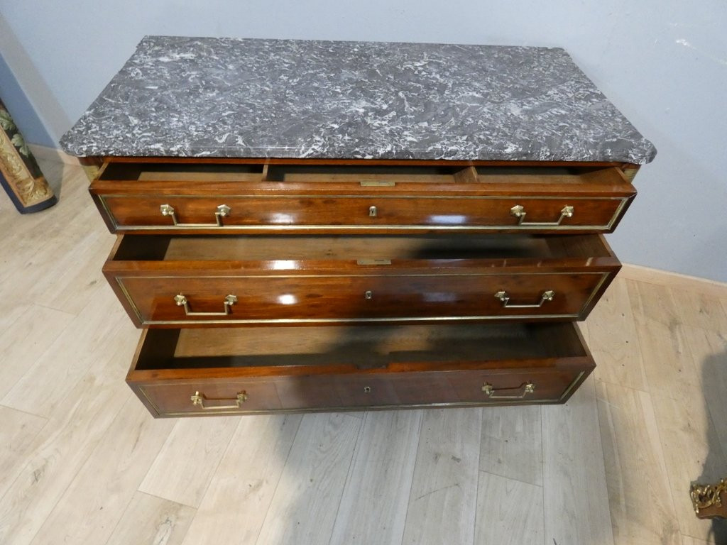 Commode d'époque Louis XVI en acajou et marbre, XVIII ème siècle-photo-1