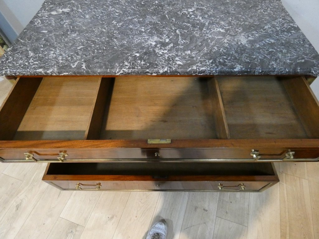Commode d'époque Louis XVI en acajou et marbre, XVIII ème siècle-photo-2