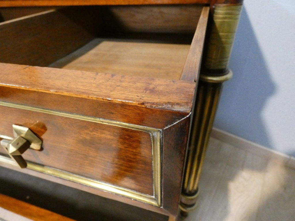 Commode d'époque Louis XVI en acajou et marbre, XVIII ème siècle-photo-3