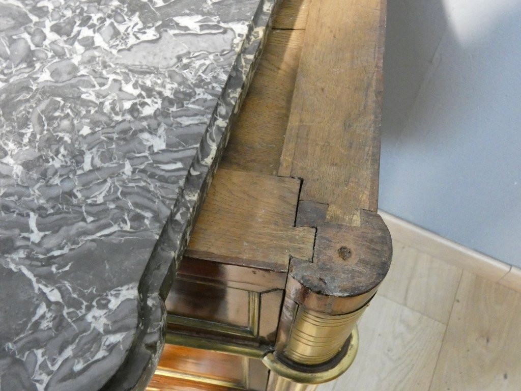 Commode d'époque Louis XVI en acajou et marbre, XVIII ème siècle-photo-6