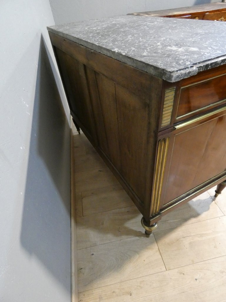 Commode d'époque Louis XVI en acajou et marbre, XVIII ème siècle-photo-7