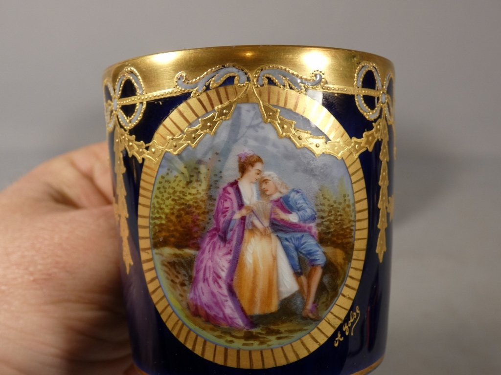 Abel Golse (1844-1937), Hand-painted Porcelain And Gold Collector's Cup-photo-4