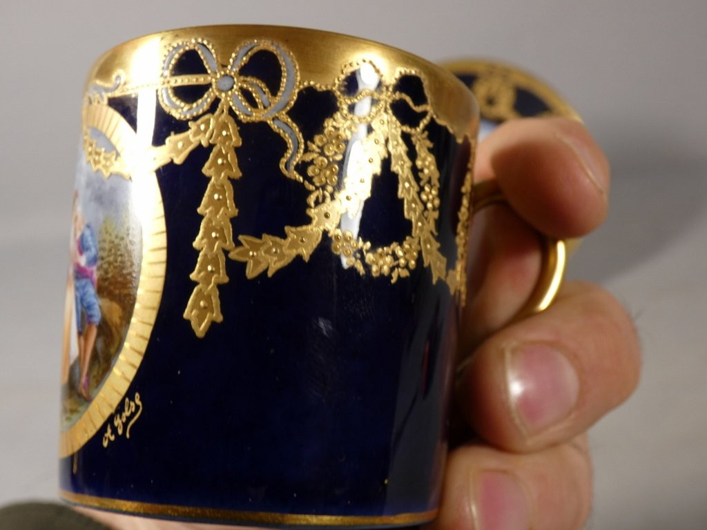 Abel Golse (1844-1937), Hand-painted Porcelain And Gold Collector's Cup-photo-3