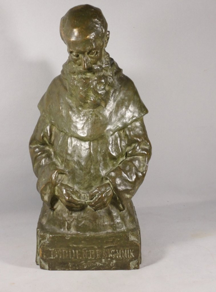 Théo Blickx (1875-1963), Bronze Sculpture, The Monk At Prayer-photo-2
