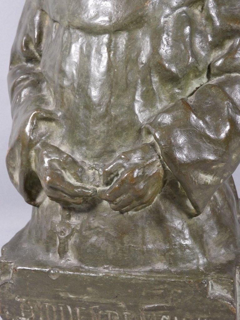 Théo Blickx (1875-1963), Bronze Sculpture, The Monk At Prayer-photo-4