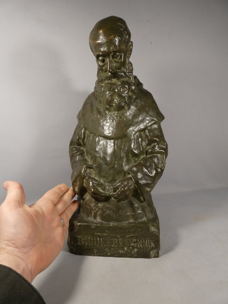 Théo Blickx (1875-1963), Bronze Sculpture, The Monk At Prayer-photo-5
