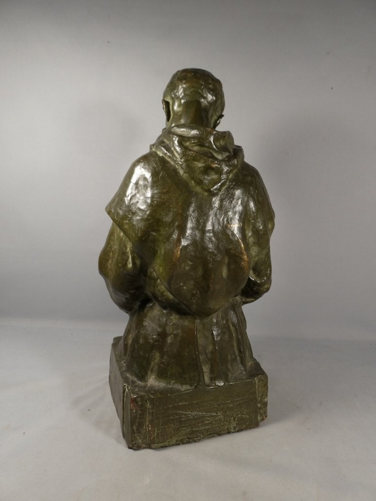 Théo Blickx (1875-1963), Bronze Sculpture, The Monk At Prayer-photo-6