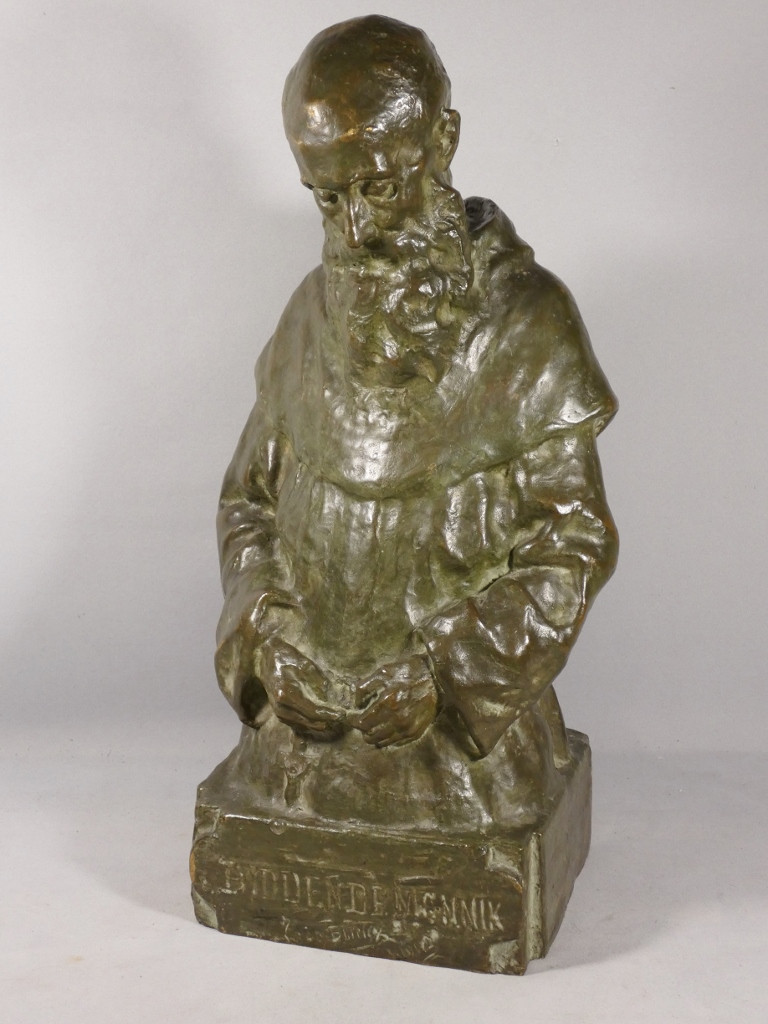 Théo Blickx (1875-1963), Bronze Sculpture, The Monk At Prayer