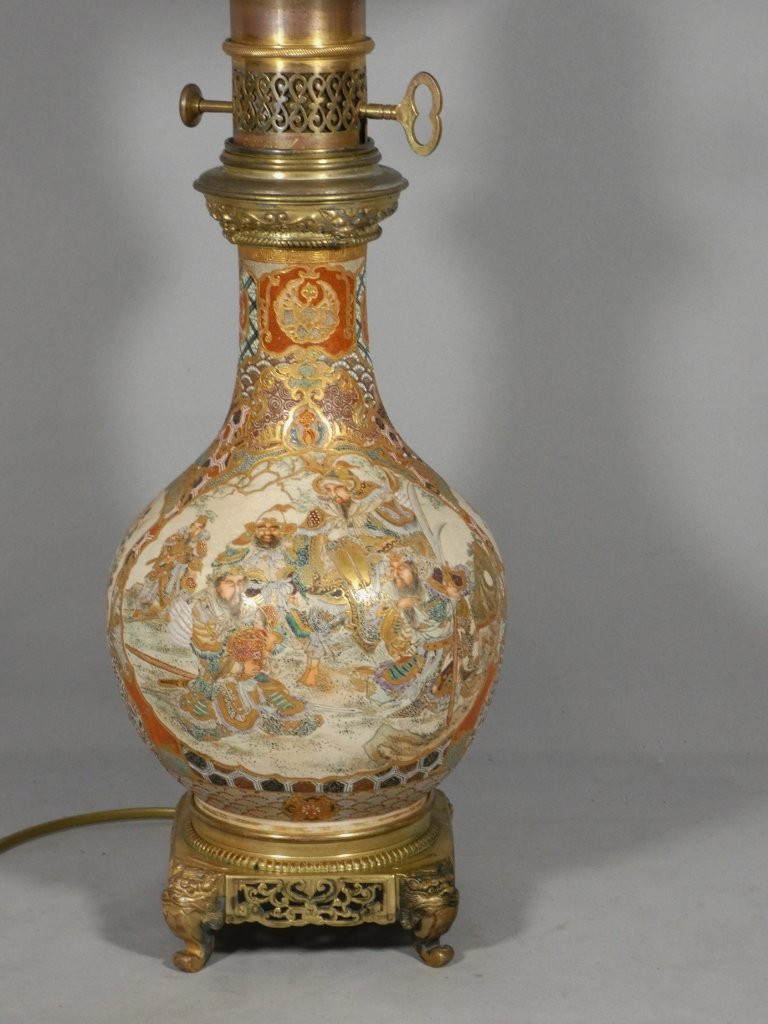 Satsuma et Gagneau Paris, lampe en porcelaine japonaise, époque XIX ème siècle-photo-2