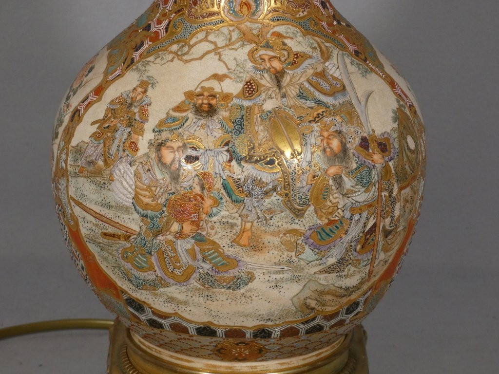 Satsuma et Gagneau Paris, lampe en porcelaine japonaise, époque XIX ème siècle-photo-3