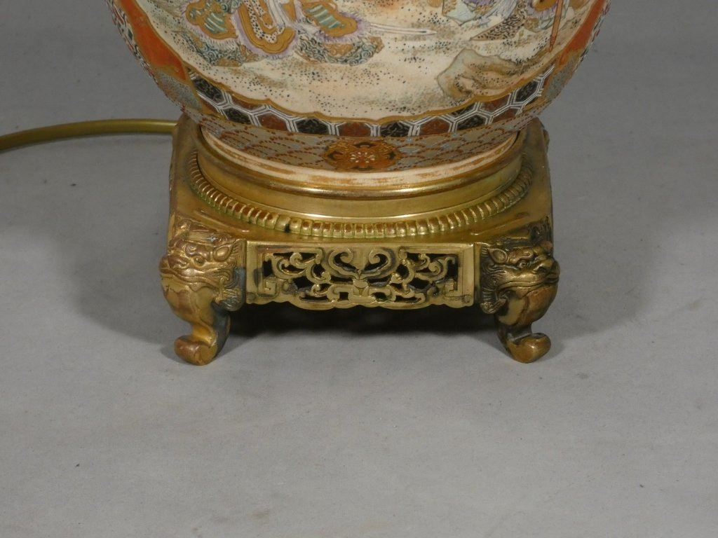 Satsuma et Gagneau Paris, lampe en porcelaine japonaise, époque XIX ème siècle-photo-4