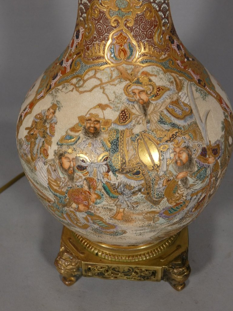 Satsuma et Gagneau Paris, lampe en porcelaine japonaise, époque XIX ème siècle-photo-1