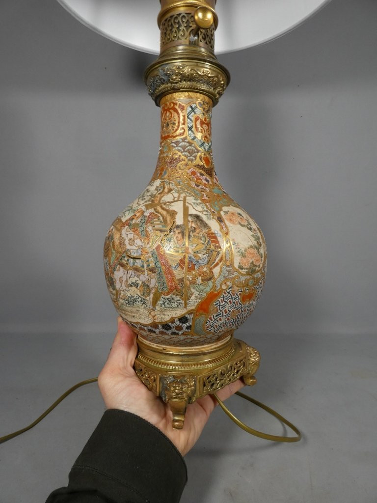 Satsuma et Gagneau Paris, lampe en porcelaine japonaise, époque XIX ème siècle-photo-7